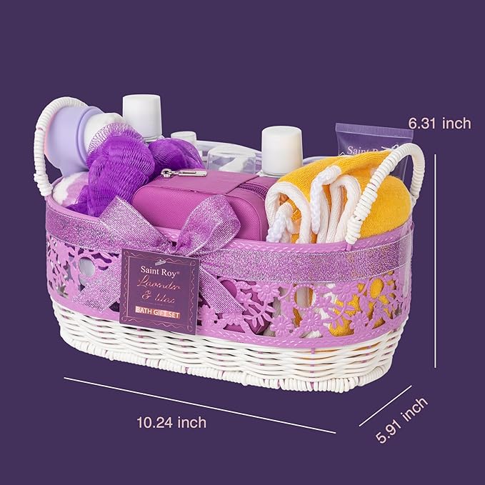 22 Pcs Bath and Body Gift Set - Spa Gift Baskets for Women Jasmine & Honey Scent, Spa Kit Lavender and Jasmine Scented, Birthday Gift Basket, Bath Gift Basket For Women, Luxury Bath Gift Set Home Spa
