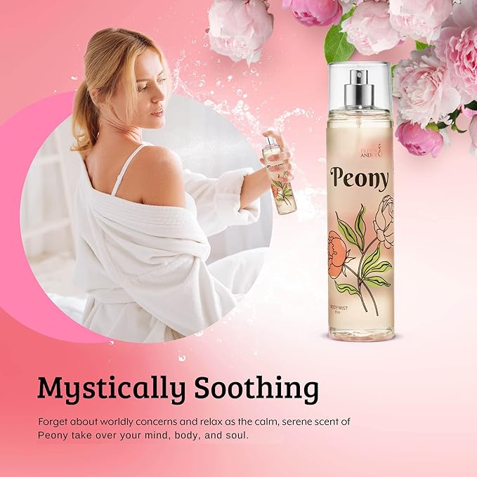 Peony Elegance Fine Fragrance Body Mist Spray: A Scented Peony Floral Sophistication, 8 oz Spray Bottle, Ideal for Gifting Stocking Stuffer