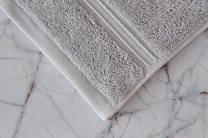 Milara Turkish Super-Plush Bathroom Hand Towels Set 2-Piece | Premium Cotton Hand Towels Set Absorbent, Durable with Hanging Loops | Silver Gray Color Hand Towel, (16 x 30 Inches)