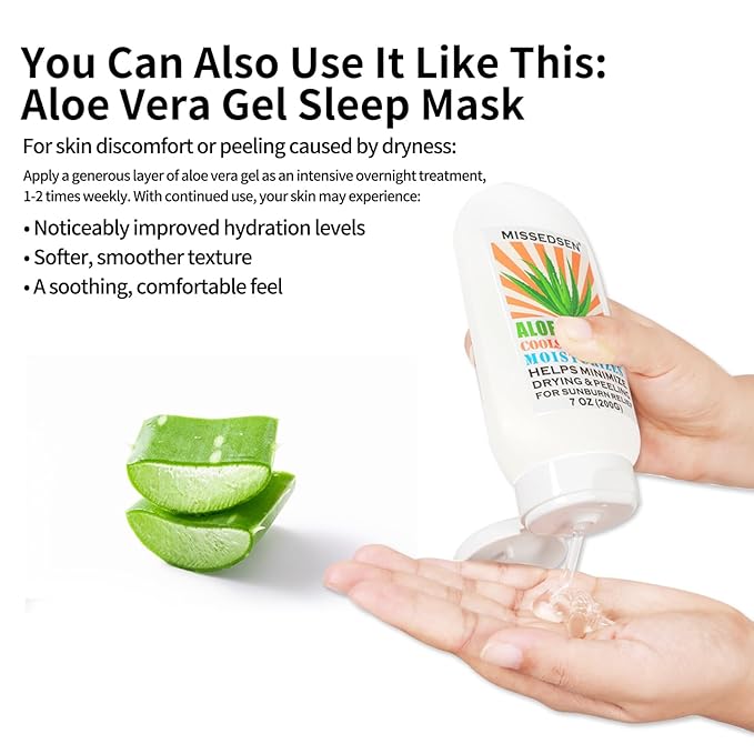 Pure & Organic Aloe Vera Gel for Sunburn Relief, After Sun Lotion for Face & Body Skin Care, Daily Facial Moisturizer & Acne Spot Treatment 7 OZ