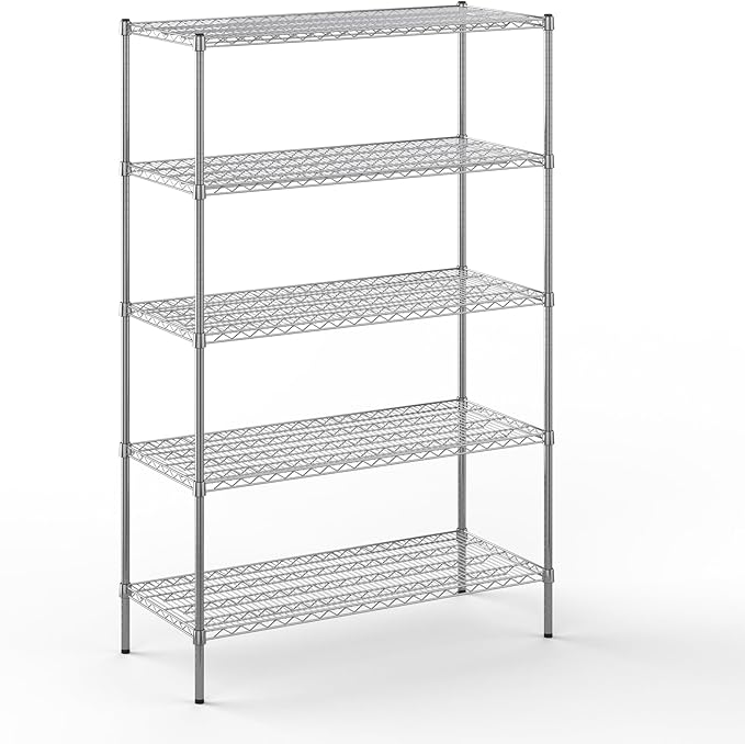 21" Deep x 48" Wide x 74" Height Wire Shelving Kit | 5-Tier | NSF Commercial Storage Rack Unit
