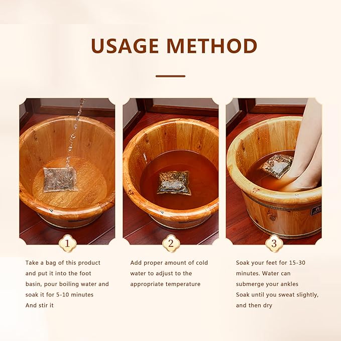 30 Pack Ginger Herbal Foot Soak Spa - 900g Natural Plant Blend with Mugwort & Saffron, Relaxing Aromatherapy Bath for Home Wellness Routine 艾草生姜中药泡脚包900g