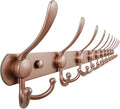 Dseap Coat Rack Wall Mount - 38” Long 10-Tri-Hooks Heavy Duty Coat Hanger Rail Wall Hooks for Hanging Coats Hats Clothing Clothes Purse Mudroom Entryway, Rose Gold