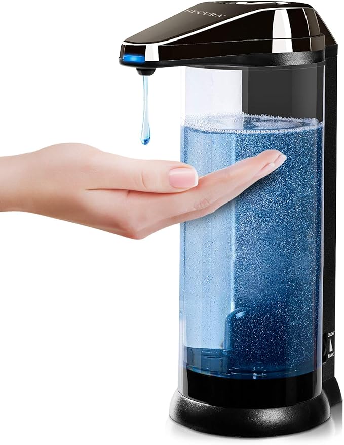 Secura 17oz / 500ml Premium Touchless Battery Operated Electric Automatic Soap Dispenser w/Adjustable Soap Dispensing Volume Control Dial (Dark Gunmetal)
