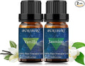 BURIBURI Vanilla Oil and Jasmine Essential Oil, 100% Pure, Undiluted, Natural, Organic Aromatherapy Vanilla Essential Oils Gift Set, 10MLx2