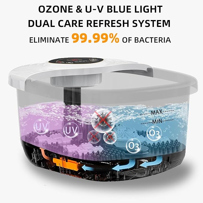 closewave Foot Spa Bath Massager with Heat, UV & Ozone Bubbles,Shiatsu Rollers Epsom Salt Temperature Control, Relieves Stress and Feet Pain - Home Pedicure Soaking Tub Gift for Women/Men, Mom/Dad