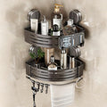 VOLPONE Corner Shower Caddy Suction Cup Shower Shelf Corner No Drilling Bathroom Shower Organizer Storage Rack Adhesive with Towel Bar Hooks(2-Pack, Gray)