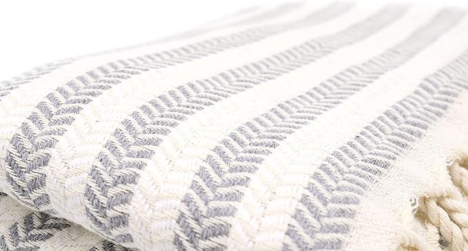 Bazaar Anatolia Turkish Beach Towel – 100% Cotton, Quick Dry, Sand Free Large Towel for Bathroom and Camping – Oversized 71x39 Inches – Arpa Grey