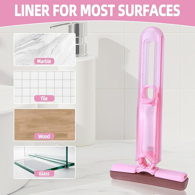 mini Foldable Desktop mop,mini mop for Kitchen Counter,Wet and Dry Use Cleaning System, Also Suitable for bathrooms, Living Rooms, etc.(6 Soft Mop Head + 2 Squeeze Handle+ 4 Hooks)