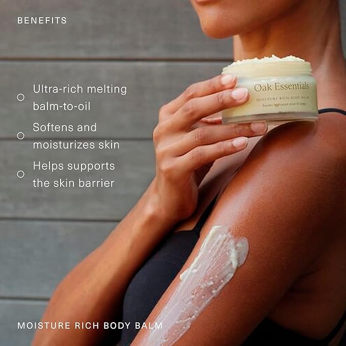 Oak Essentials Moisture Rich Body Balm | Ultra-Hydrating Body Cream with Sea Buckthorn Oil, Cocoa Butter & Coconut Oil, 5.3 Oz