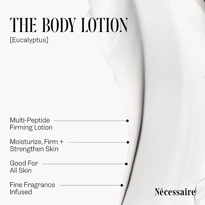 Nécessaire The Body Duo (Eucalyptus) Skincare Gift Set For Women + Men - The Body Wash 16.9oz + The Body Lotion 15.2oz. Multi-Oil Shower Gel Cleanser + Multi-Peptide Body Moisturizer. Non-Comedogenic.