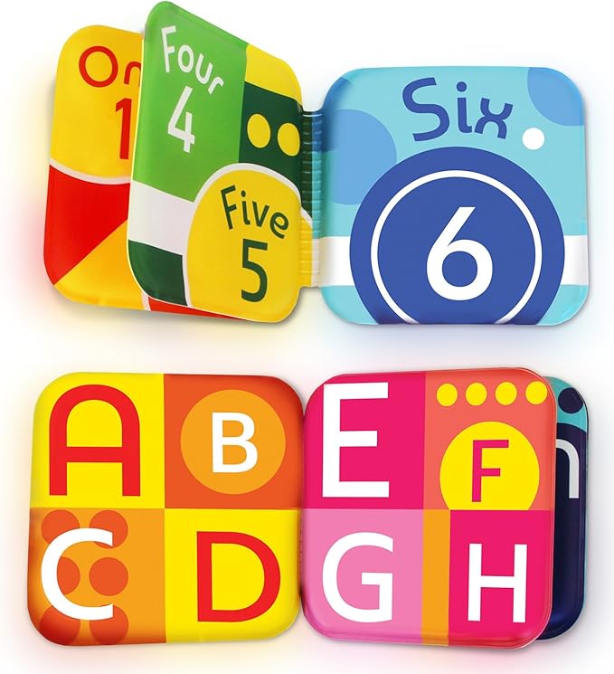 Floating Baby Bath Books Set of 4 - Bath Books for Babies, Infants - Waterproof, Mold-Free Bath Toys for Learning & Early Education (Fruit, Ocean, ABC, Numbers Books)