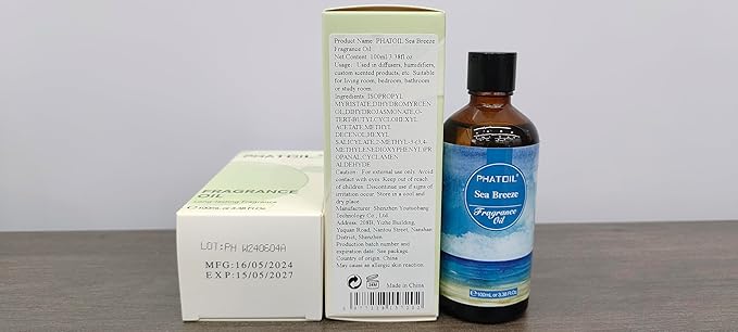 PHATOIL 3.38FL.OZ Sea Breeze Fragrance Oils for Aromatherapy, Essential Oils for Diffusers for Home, Perfect for Diffuser, DIY Candle and Soap Making, DIY Scented Products - 100ml