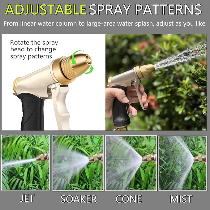 Heavy Duty High Pressure Garden Hose Nozzle, adjustable spraying mode Metal Water Hose Nozzle for Car Washing, Yard Plant Watering, Pets & Windows