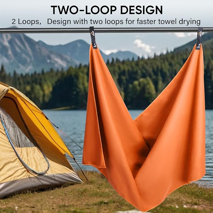 APEXUP Microfiber Travel Towel, Ultra Absorbent Quick Dry Towels, Lightweight Gym Sports Camping Towel for Workout, Yoga, Beach, Shower, Swimming (60"×30", Orange)