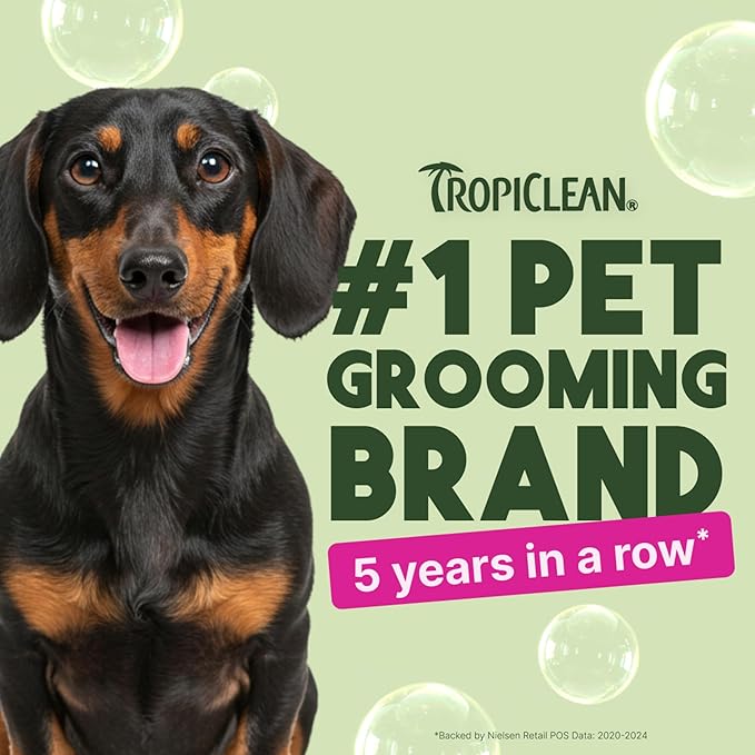 TropiClean Deodorizing Dog Shampoo for Smelly Pets, Long Lasting Odor Control, Puppy Safe, Made in the USA, Berry Scent, Cat Friendly, 20oz.