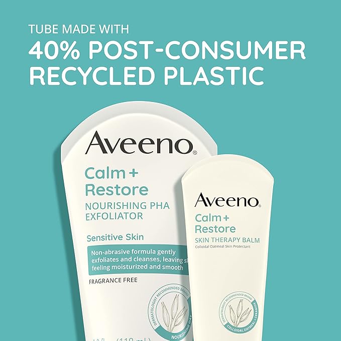 Aveeno Calm + Restore Skin Therapy Balm, Soothing & Moisturizing Skin Protectant for Sensitive Skin, Colloidal Oatmeal & Ceramide to Help Fight Dry Skin, Fragrance- & Steroid-Free, 1.7 oz