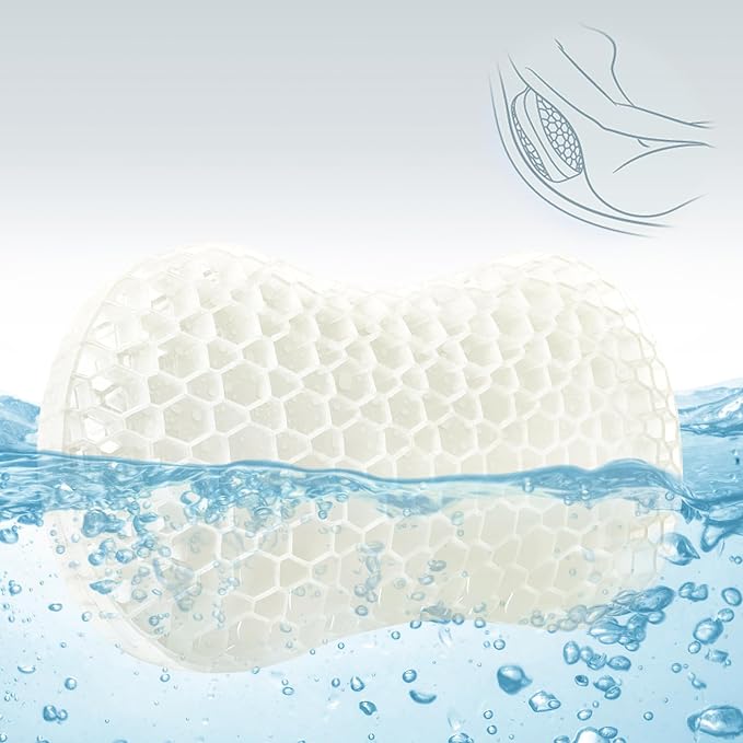Sunlit Bath Jello Gel Bath Pillows, Lumbar Pillow for Bathtub, Back Support Pillow, Gel Pillow with Non-Slip Suction Cups for Lumbar, Back Rest Support, Fits Curved or Straight Back Tubs, White
