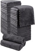 Orighty Washcloths 48 Pack, Ultra Soft Face Cloths 12 x 12 inch, Absorbent & Quick Drying Coral Velvet Washcloth Bulk, Multi-Purpose Face Cloth for Household, Cleansing and Sport (Grey)