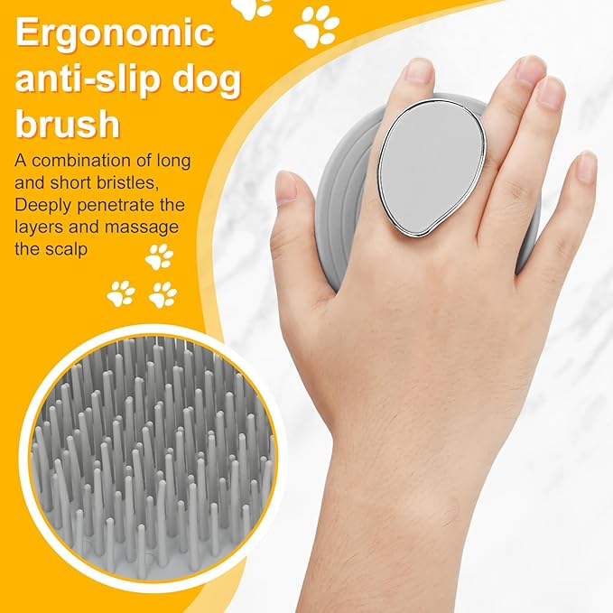 4Pcs Dog Bath Brush Set Non-Slip Shampoo Brush Anti-Slip Adjustable Massage Scrubber 360° Silicone Bristles Finger Toothbrushes for Pet Shower Grooming Brush