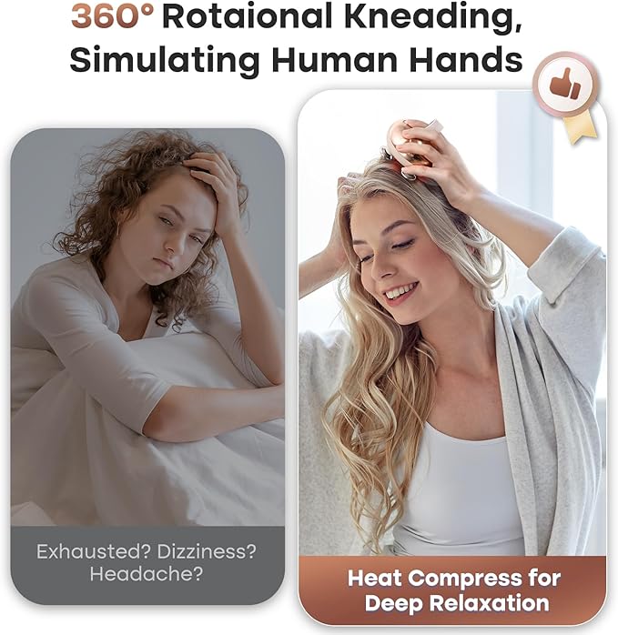 arboleaf Heated Scalp Massager Head Massager Scalp Stress Relax Hair Massager with Heat Cordless Kneading Massage Cat Massager, Gift for Mom Dad