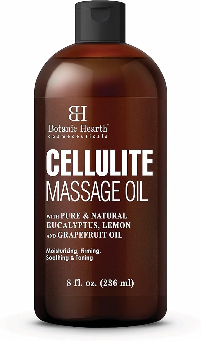 Botanic Hearth Anti Cellulite Massage Oil | Cellulite Oil for Thighs and Butt Firming | Unique Blend of Massage Essential Oils | Improves Skin Tone, Skin Firmness & Tightness | 8 Fl Oz