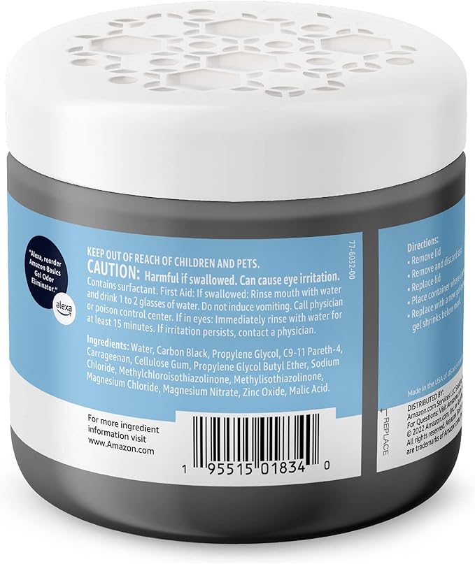 Amazon Basics Odor Eliminator, Gel, Activated Charcoal | Fragrance Free | 17 Oz | Pack of 2