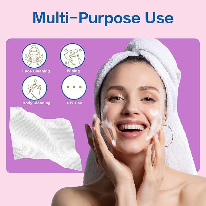 Vinda Ultra – Soft Disposable Face Towels – Extra Large，30 Count – Thick 100% Rayon Fabric Dry Wipes for Sensitive Skin & Makeup Removal