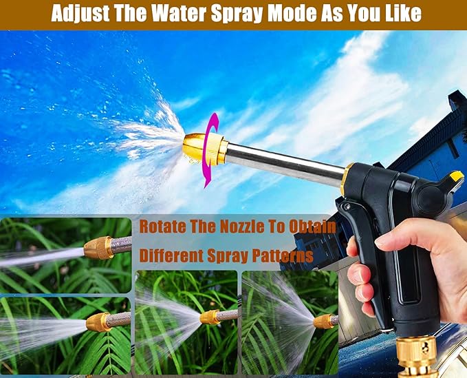 Garden Hose Nozzle, Upgraded Heavy Duty Metal Hose Sprayer Nozzle with Thumb Control, High Pressure Water Nozzle With 3/4" Quick Connect for Watering Plants and Lawn, Washing Cars and Showering Pets