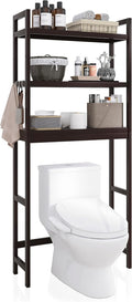 SMIBUY Bathroom Storage Shelf, Bamboo Over-The-Toilet Organizer Rack, Freestanding Toilet Space Saver with 3-Tier Adjustable Shelves (Dark Brown)