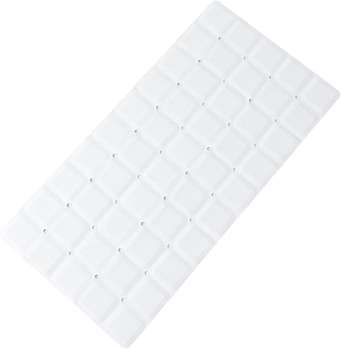 Foldable Silicone Bathtub Mat: Jumbo Size Heavy Duty Safety Bath Mat for Tub Without Suction Cups Non Slip Bath & Shower Mat for Textured, Reglazed, Refinished Tub (White, 35.8 x 17.7)