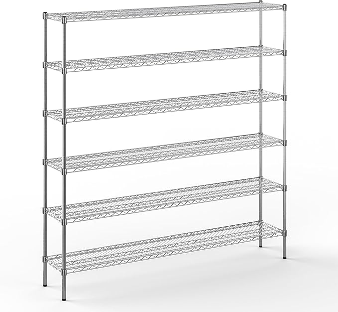 14" Deep x 72" Wide x 74" Height Wire Shelving Kit | 6-Tier | NSF Commercial Storage Rack Unit