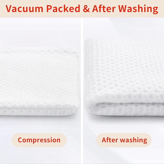 Homaxy 100% Cotton Waffle Weave Kitchen Dish Towels, Ultra Soft Absorbent Quick Drying Cleaning Towel, 20x28 Inches, 8-Pack, White