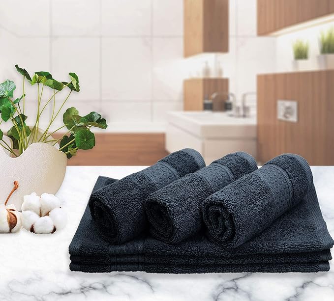Cleanbear Extra Soft Wash Cloths Washcloths Set 6-Pack 13 x 13 Inches, Highly Absorbent Facecloths (Dark Gray)