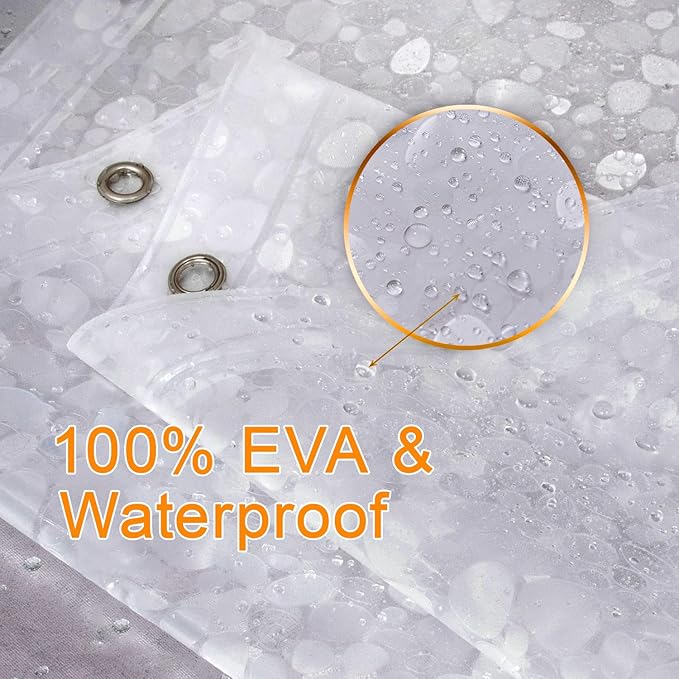 Bostofy EVA 3D Waterproof Shower Curtain Liner, Clear Extra Long Bathroom Shower Liner with Rustproof Metal Gromments and Weighted Magnet,72”Width x 84”Length