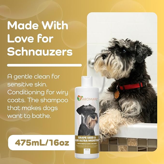 Grape Seed & Aloe Ultra Moisture for Coarse Coats Dog Shampoo - Deodorizing. Great for Schnauzer & Sensitive Skin - Hypoallergenic Dog Shampoo Gentle Bristle Care.