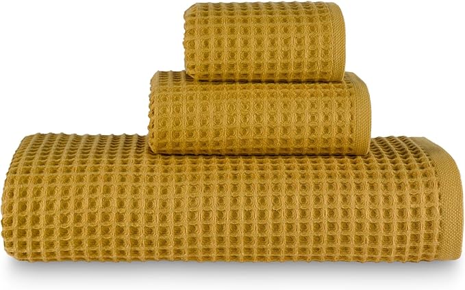 sea me at home Waffle Bath Sheet Set, 100% Turkish Cotton, Includes 1 Bath Sheet, 1 Hand Towel, 2 Face Towels