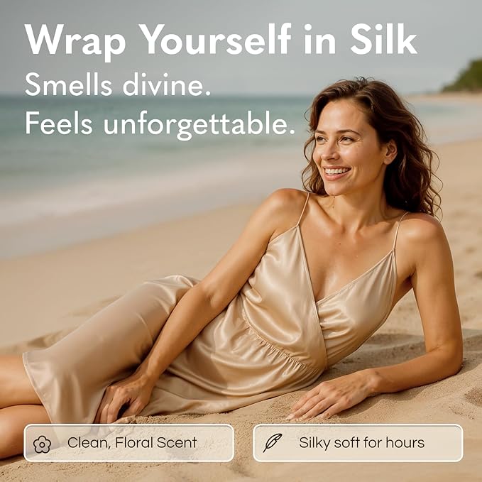 GODA Silk Body Oil Women - Firming Anti Aging Moisturizing Formula, Crepey Skin Hydrating After Shower, Scented Organic Blend Premium Skincare