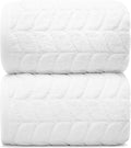 Ultra Soft & Stylish 700 GSM Luxury Bath Sheets | Pack of 2 | Extra Large 35x70 Inches | 100% Zero-Twist, Long-Staple Cotton | Remarkably Absorbent (White)