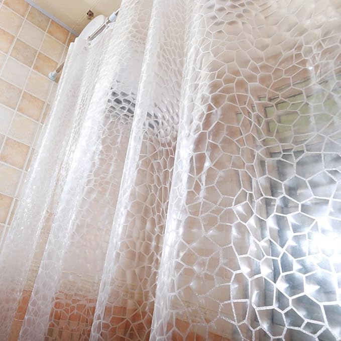 AooHome 48x72 Inch Stall Shower Curtain Liner, EVA 3D Water Cube Narrow Shower Curtain, Water Repellent Shower Liner, Heavy Duty, Semi Transparent