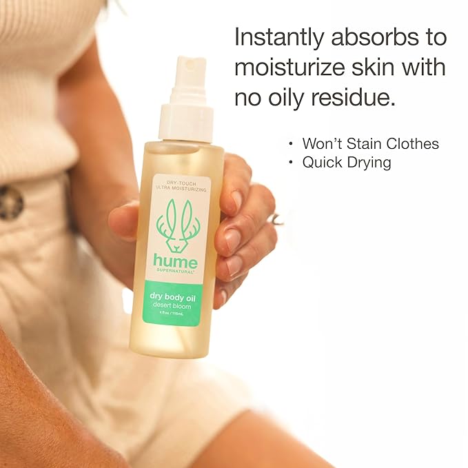 HUME SUPERNARURAL Dry Body Oil Spray - Non-Toxic Moisturizing Mist for Dehydrated or Sensitive Skin, After Shower Body Oils for Women Men, Nourishing Prickly Pear, Apricot, Fast Absorbing Plant-Based