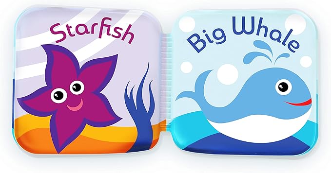 Floating Baby Bath Books - Bath Books for Babies, Infants - Waterproof, Mold-Free Bath Toys for Learning & Early Education (Set of 2 - Fruits & Sea Animals)