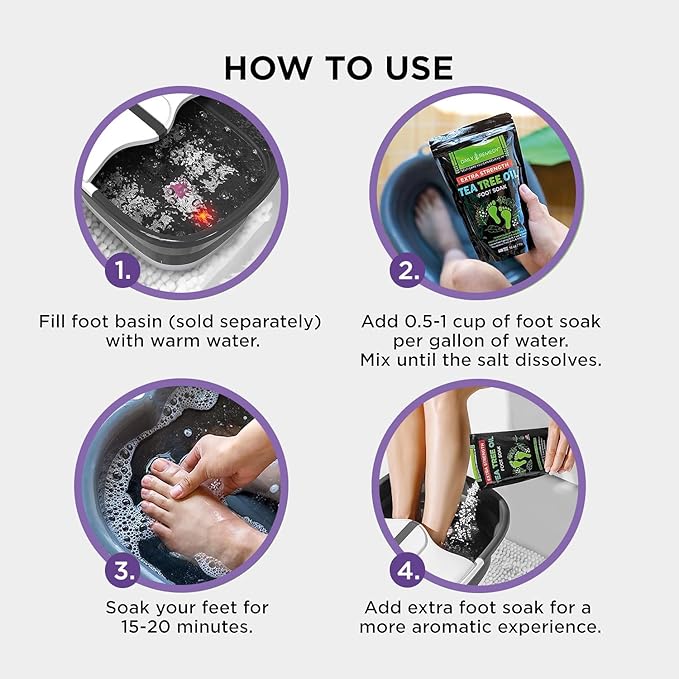 Calming Lavender Foot Soak with Epsom Salt, Made in USA, Foot Soak Soothes Tired Feet, Athletes Foot, Stubborn Foot Odor, Softens Calluses & Helps Treat Toenail, 16 oz 1 lb