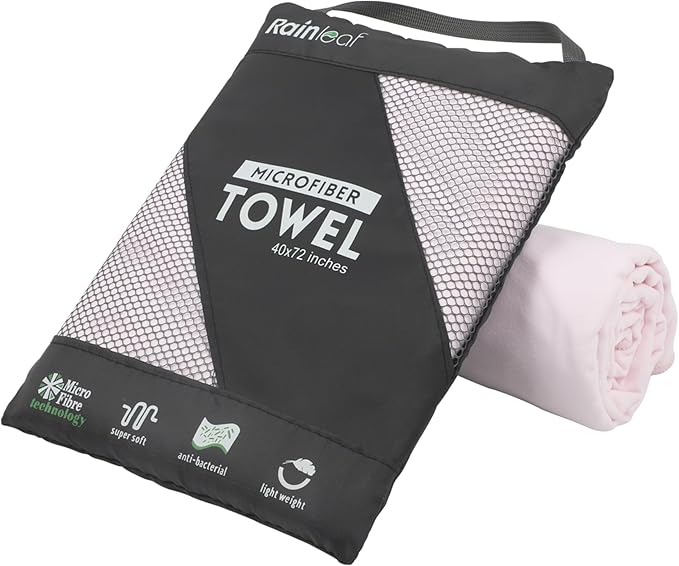 Rainleaf Microfiber Towel Perfect Travel & Gym & Camping Towel. Quick Dry - Super Absorbent - Ultra Compact - Lightweight. Suitable for Trip, Beach, Shower, Backpacking, Pool