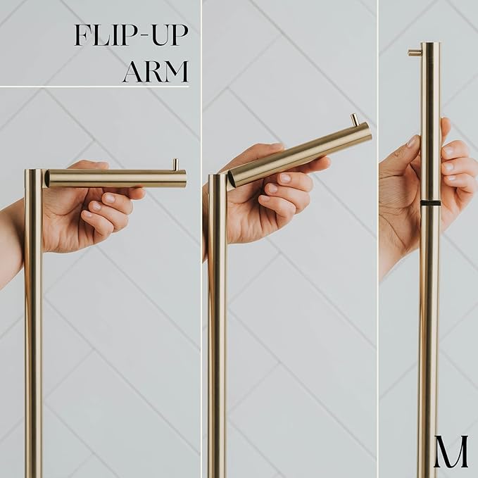 MARMOLUX ACC Free Standing Toilet Paper Holder Stand with Storage for 4 Rolls of Toilet Tissue for Bathroom, Stainless Steel Luxury Brushed Gold, 1pc - Bathroom Sets - Toilet Paper Storage
