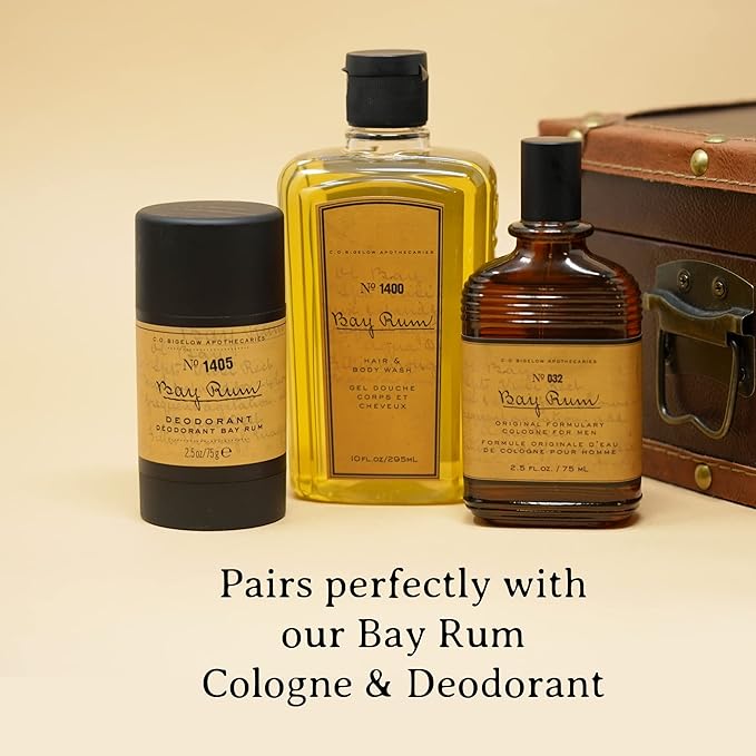 C.O. Bigelow Bay Rum Hair & Body Wash for Men, Citrus Spice Scented Men's 2 in 1 Shampoo & Body Wash with Aloe Vera, 10 Fl Oz