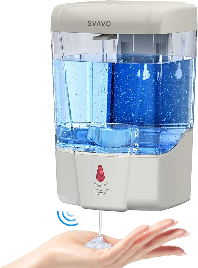 SVAVO Automatic Hand Soap Dispenser, 21 fl.oz/600ml Touchless Soap Dispenser Wall Mounted, Touch-Free Liquid soap Dispenser Sensor Soap Dispenser for Kitchen Hotel Restaurant Bathroom
