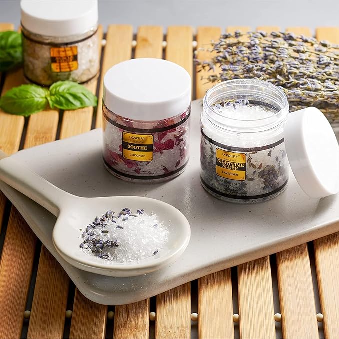 Christmas Gifts for Women Who Have Everything, Epsom Bath Salts Gift Basket Set, Relaxing Self Care Salt W/Essential Oil, Gifts for Mom, Lavender, Eucalyptus, Lemon, Coconut, Tea Tree, Honey Almond