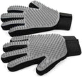 Pet Hair Removal Glove for Dogs & Cats, 2-Pack 2-in-1 Deshedding Brush & Massage Mitt - Grooming Gloves for Shedding Control, Bathing and Washing, Safe for Short/Long Hair Pets (Gray))