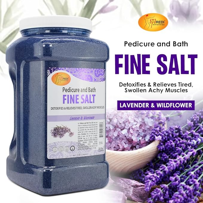 SPA REDI - Detox Foot Soak Pedicure and Bath Fine Salt, Lavender and Wildflower, 128 Oz - Made with Dead Sea Salts, Argan Oil, Coconut Oil, and Essential Oil, Hydrates, Softens and Moisturizes